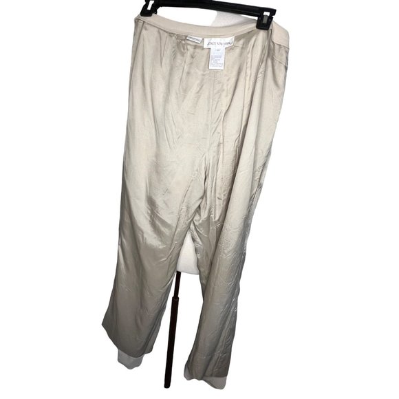 Jones New York dress pants size 10 beige fully lined wide leg zipper USA FLAW - Picture 16 of 16
